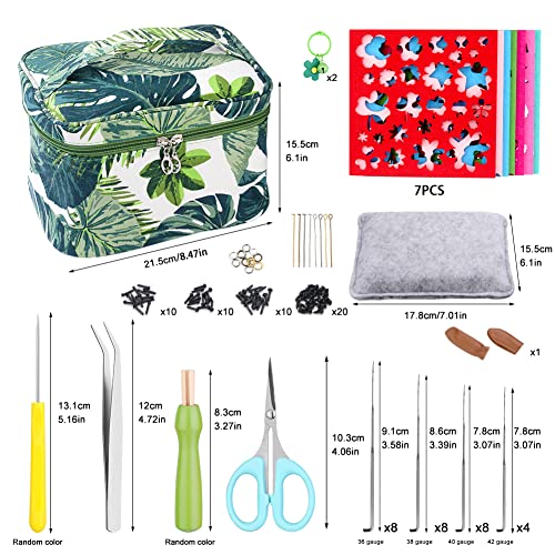 Needle Felting Kit with Exquisite Green Storage Bag, Wool Roving 50 Colors Set, Needle Felting Starter Kit, Needle Wool Felting Tools Kit, Wool Felt Tools for Felted Animal Needle Felting Supplies