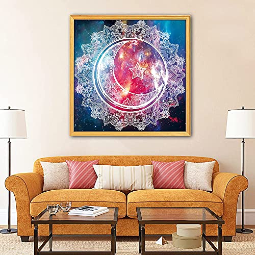 Huacan Moon Star Diamond Painting Kits, Full Square Drill Diamond Painting Kits for Adults, Mandala Diamond Paint by Number, DIY 5D Diamond Art Kit for Beginner Home Wall Decor 11.8x11.8in/30x30cm