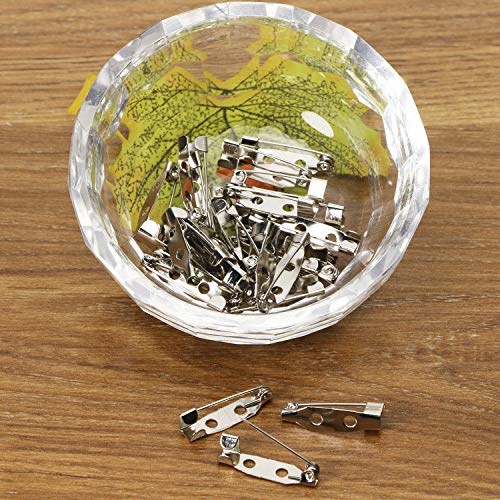 Shapenty 30PCS Locking Pins Backs Safety Clasp Brooch Badge Bar Jewelry Pins for DIY Craft Name Tags Toy Ribbon Corsages Costume Jewelry Making Sewing Felt Fabric Baby Shower Wedding (Silver, 20MM)