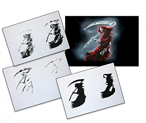 UMR-Design AS-087 Grim Reaper Airbrush Stencil Template Step by Step Size M