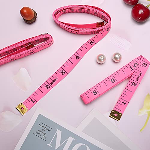 Akstore 12PCS Soft Tape Measures Double-Scale 60-Inch/150cm Soft Tape Measure Ruler Bulk for Sewing Tailor Cloth,Medical Measurement,Body Measurements (Pink)