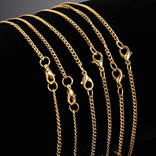 24 Pack Necklace Chains Gold Plated DIY Link Chain Necklace with Lobster Clasps for Women DIY Jewelry Making Supplies (24 Inch)