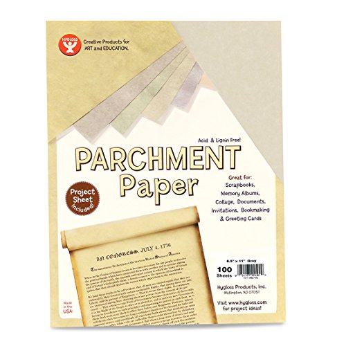 Hygloss Products Craft Parchment Paper Sheets - Printer Friendly, Made in USA - 8-1/2 x 11 Inches, Gray, 100 Pack