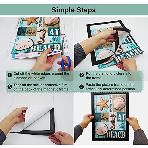 Magnetic Diamond Painting Frames - Frames for 12x16in/30x40cm Diamond Painting Canvas, Diamond Art Magnet Frame for Home Wall Door Refrigerator Black by Bemaystar