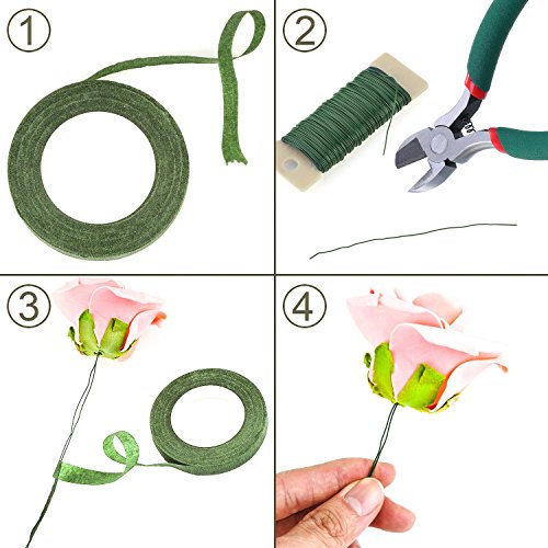 EBOOT Floral Arrangement Tool Kit Floral Tape Stem Wrap 1/ 2 Inch by 30 Yards, 22 Gauge Green Paddle Wire and 4 1/2 Inch Wire Cutter