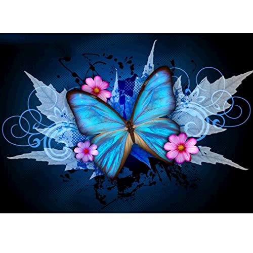 MXJSUA DIY 5D Diamond Painting Butterfly by Number Kits for Adults, Maple Leave Butterfly Diamond Painting Kits Round Full Drill Diamond Art Kits Picture Arts Craft for Home Wall Art Decor 12x16 inch