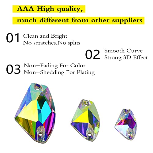 DONGZHOU Dysmorphism Crystal AB Sew On Rhinestones Flatback Stones with Holes Sewing Stones Beads for DIY Crafts, Costume, Clothes, Wedding Dress,Jewelry Making,Shoes