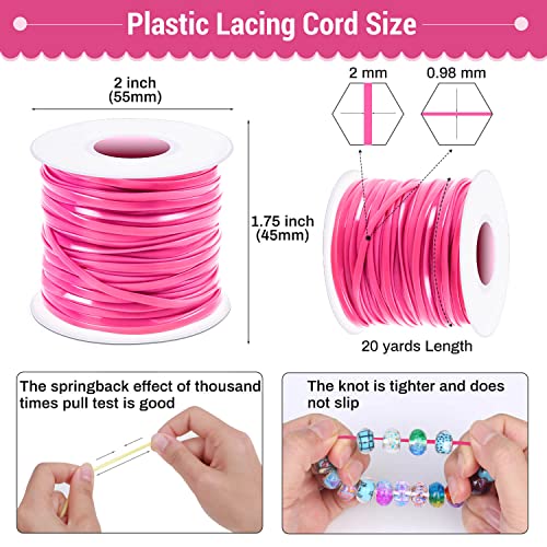 Lanyard String Kit, Cridoz 6Pack Plastic Lacing Cord Gimp String Lanyard Weaving Kit for Bracelets, Keychains, Crafts