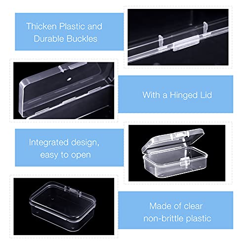 12 Pieces Plastic Clear Storage Box Organizer with snap-tight closure latch Mini small Storage Containers Cases with Hinged Lid Hobby Modular Craft Supply Satchel (2.5 x 1.77 x 0.79 Inch)