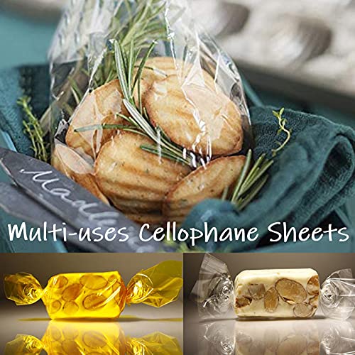 Cinvo Multi-Colored Cellophane Sheets 160 Pcs See Through Colorful Sheets with Twist Ties Cello Wraps Transparency Sheet for DIY Arts and Crafts, Treats Candy Wrapping Party Supplies (7.5 x 7.5 Inch)