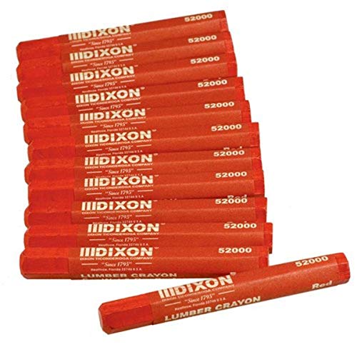 Dixon 52000 Lumber Marking Crayons, Red, 12-Pack