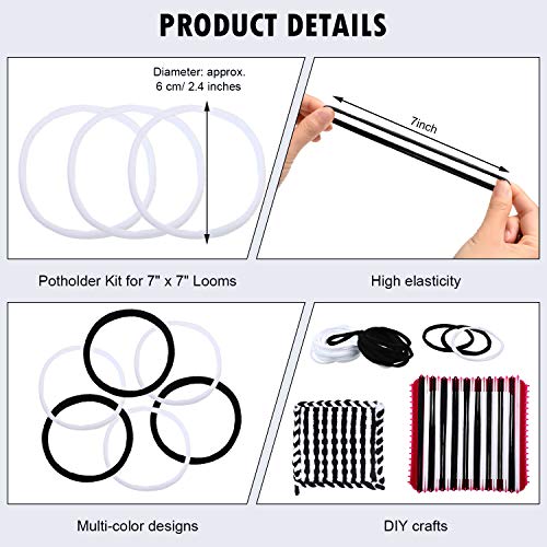 WILLBOND Weaving Loom Refill Loops for potholders potholder Loom Loops Weaving Craft Loom Loops Weaving Crafts for DIY Crafts Supplies Favors, Compatible with 7 Inch Weaving Loom (320 Pieces)