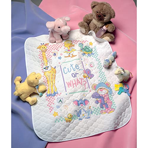 Dimensions Stamped Cross Stitch 'Cute or What?' DIY Baby Quilt, 34" x 43"