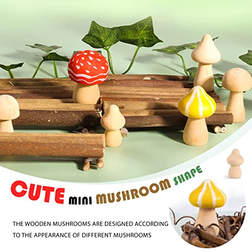 Pllieay 48 Pieces Unfinished Wooden Mushroom 6 Sizes of Natural Wood Mushrooms for Craft Projects and DIY Home Mushroom Decor, Valentine DIY Crafts