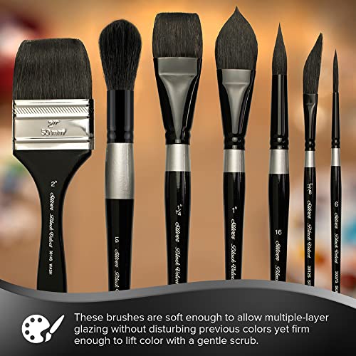 Silver Brush Limited 3100ST8 Black Velvet Voyage Travel Round Paint Brush for Watercolor, Detail and Line Brush, Size 8, Short Handle