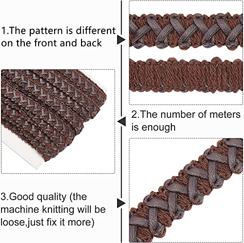 BENECREAT 15 Yard Faux Leather Braid Trims Coconut Brown Flat Braid Strap Trim Lace Ribbon for Home Decor DIY Sewing Craft, 1/2 inch(13mm) Wide