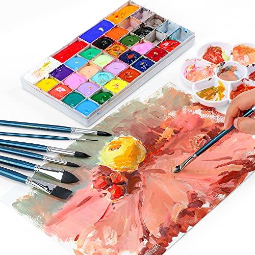 Transon 7pcs Natural Watercolor Paint Brush Set Professional for Watercolor Acrylic Ink Gouache Tempera