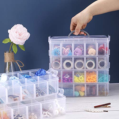 SGHUO 6-Tier Stackable Storage Container Box with 60 Adjustable Compartments, Plastic Toys Organizer Case for Beads,Lego Dimensions,Shopkins Littlest Pet Shop,Kids Toys,Arts and Craft,Jewelry