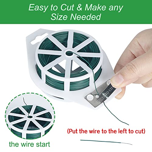 Floral Wire for Wreath Making with Built-in Cutter, 22 Gauge 110 Yards Flexible Green Metal Wire Paddle Wire for DIY Crafts, Wreaths Tree, Garland and Flower Arrangements, Garden Plant Support