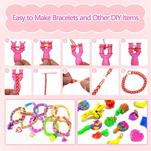 MUDO NEST 11,860+ Rubber Bands Refill Loom Set: 11,000 DIY Loom Bands 500 Clips, 210 Beads, 46 Charms, Loom Bracelet Making Kit for Kids,Rubber Band Bracelet Kit