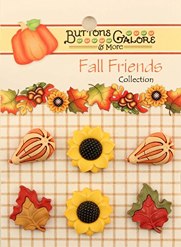 Buttons Galore Fall Friends 3D Buttons-Set of 6 Cards