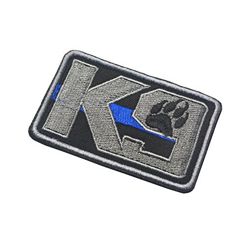 Veelkrom K9 & Crossbone Killer Attack Police Dog Fastener Patch Embroidered Army Swat Morale Hook Loop Backing Tactial Badge Swat for Service Animal Vest (K9 Blue line)