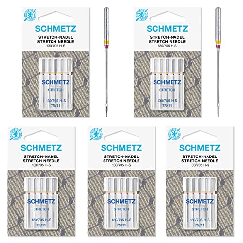 25 Schmetz Stretch Sewing Machine Needles 130/705H H-S Size 75/11