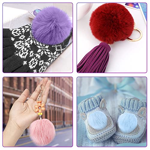 SIQUK 50 Pieces Faux Fur Pom Pom Balls Fluffy Hat Pom Pom with Elastic Loop Faux Fox Fur Pom Pom for Hats Beanie Shoes Scarves Gloves Bags Accessories (25 Colors, 2 Pcs Per Color)