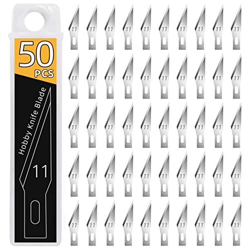 DIYSELF 50 PCS Exacto Knife Blades, High Carbon Steel #11 Blades Refill Art Blades with Storage Case for Craft, Hobby, Scrapbooking, Stencil