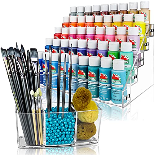 Acrylic Paint Organizer & Storage Set (5 Bead Color Options). Made with Diamond-Polished Acrylic. Durable, Space-Saving Hobby & Craft Paint Organizer Is a Must-Have Acrylic Paint Holder & Organizer.