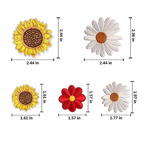 17pcs Sunflower Daisy Flower Patch, Sew/Iron on Embroidered Appliques DIY Craft Patches for Clothes Backpacks Hats Jeans Jackets