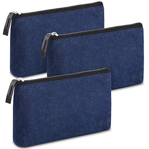 Mr. Pen- Pencil Case, Pencil Pouch, 3 Pack, Blue, Felt Fabric Pencil Case, Pen Bag, Pencil pouch Small, Pen Case, School Supplies, Pencil Case, Pencil Bags, Pen Pouch, Pencil Pouches with Zipper