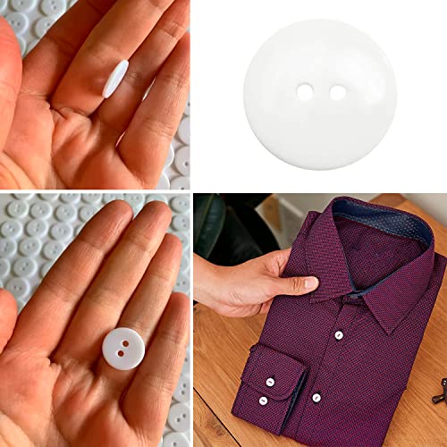 White Button Button for Sewing Round Button Blouse Buttons Plastic Button 2 Hole Button 19L Sewing Button Decorative Buttons for Crafts 0.5 inch Pack of 12