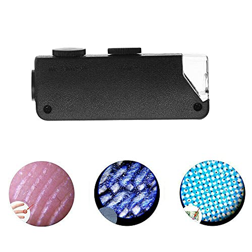 Mini 60X - 100X Zoom LED Lighted Microscope Jewelers Loupe Magnifying Glass for Jewelry Coins Gems Stamps Watches Rocks