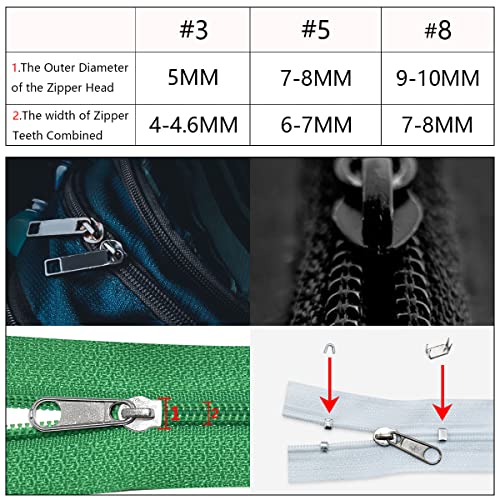 253Pcs Zipper Repair Kit Zipper Replacement with Installation Pliers Tool and Zipper Extension Pulls for Sleeping Bags Jacket Tent Luggage Backpacks Boots