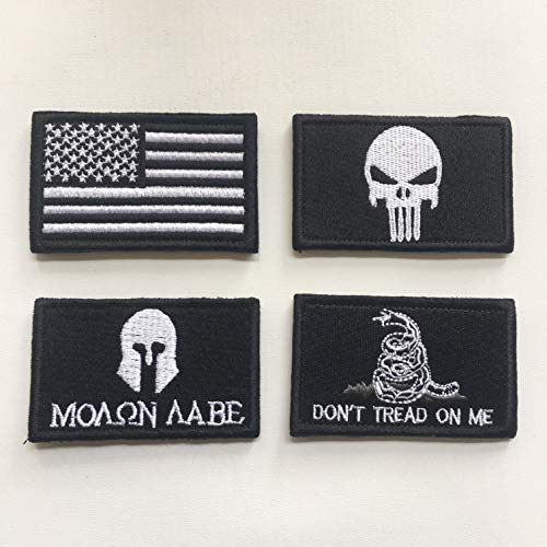 Bundle 8 Pieces Tactical Military Patch Set,USA Flag Patches and Flag Patch (Black)