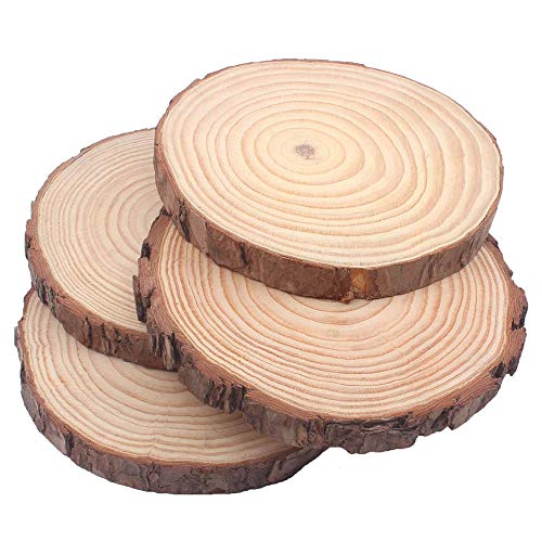 Natural Wood Slices 8 Pcs 5-6 Inches Diameter x 3/5" Thick Big Size Craft Wood Unfinished Wooden Circles Great for DIY Arts and Crafts Christmas Rustic Wedding Ornaments