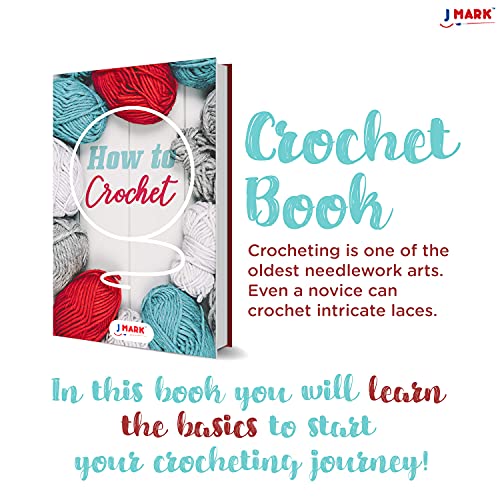 J MARK Crochet Kit with Yarn Set– Premium Bundle Includes Crochet Hooks, Acrylic Crochet Yarn Balls, Needles, Book, Bags and More – Beginner and Professional Starter Pack for Adults and Kids