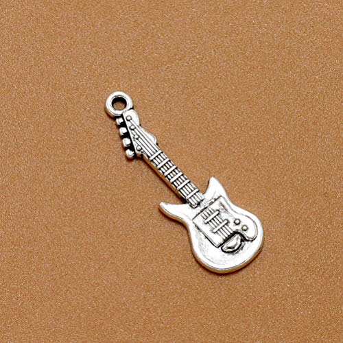 BESTOYARD Vintage Alloy Guitar Pendants Charms DIY Jewelry Making Accessory for Necklace Bracelet 20pcs (Antique Silver)