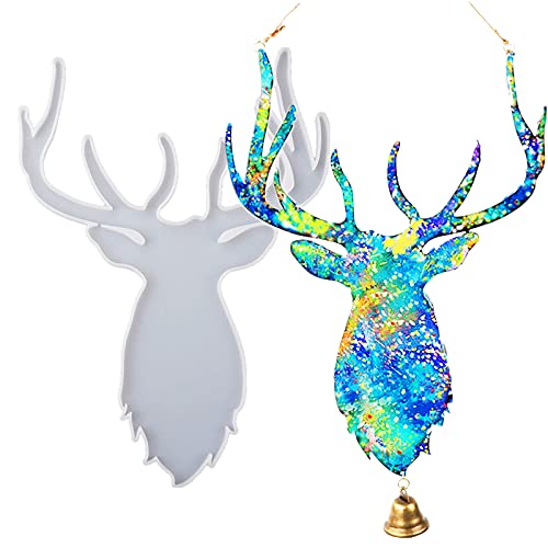 Deer Head Resin Mold Christmas Deer Antlers Silicone Molds Animal Head Epoxy Casting Mould for Wall Hanging Mount Decor DIY Jewelry Art Craft Making Set