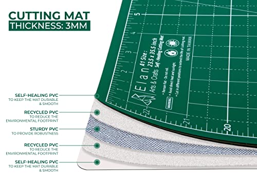 Elan Cutting Mat A2 Green, 5-Ply Craft Mat, Self Healing Cutting Mat 24x18, Craft Cutting Board, Art Mat, Imperial Sewing Mat, Quilting Mat, Hobby Mat, for Sewing, Quilting, Quilting supplies