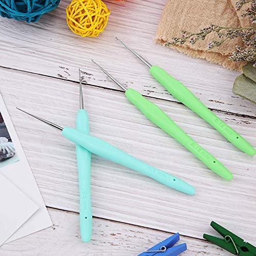 4 Pieces Dreadlock Crochet Hooks Tool 0.5mm 0.75mm Dreadlock Crochet Needle Tools for Braid Hair Weaving Locs Craft