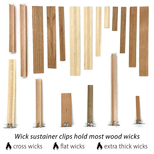 Universal Wood Wick Clips for Candles | Sustainer Tabs Fit Most Wooden Wicks | Longer Burn Time & Less Wasted Wax (100 Pack)