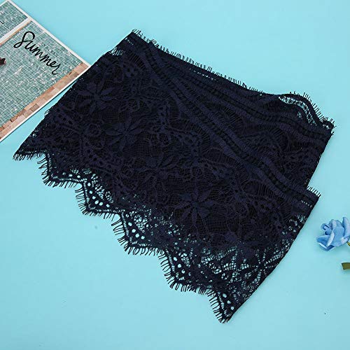 3Yard Lace Ribbon, 5.71inch Width Polyester Silk Clothing Embroidery Lace Classic Long Lace Edge Trim Ribbons DIY Sewing Accessories for Wedding Dress Party Clothes(Navy)