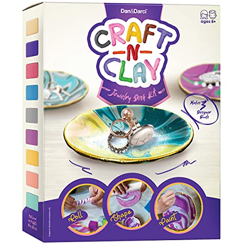 Craft 'n Clay - Jewelry Dish Making Kit for Kids and Tween Girls Ages 8-14 Year Old - Best DIY Arts & Crafts Kits Gifts - Creative Toys for Preteen & Teenagers Art Projects - Girl Birthday Gift Ideas