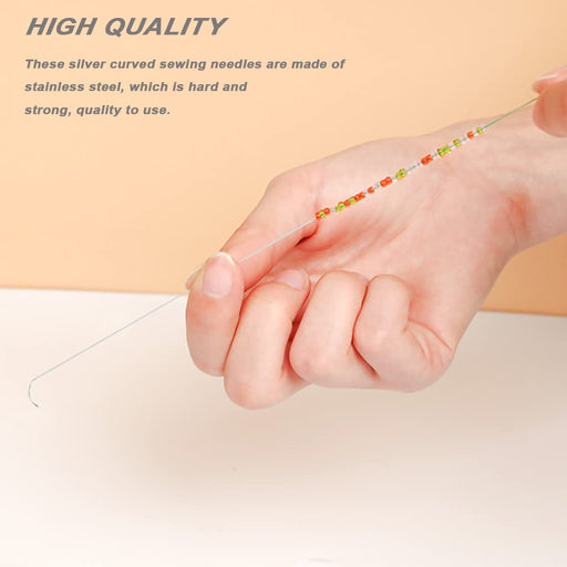 5 Pcs 4 Inch Big Eye Curved Beading Needle + 6 Pcs 7.5 Inches Curved Bead Spinner Needles + 10 Pcs Colorful Plastic Needle Threaders, Stainless Steel Sewing Needles Tool Making String Bead Jewelry