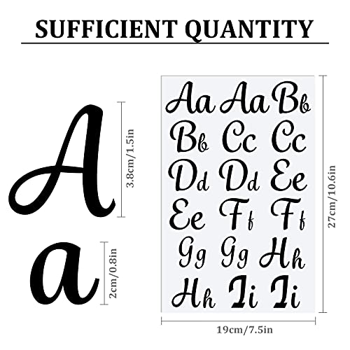 18 Sheet Iron Letters Iron on Letters Cursive Heat Transfer Letters for T Shirts Clothing Stockings Printing Craft Decoration (Black)