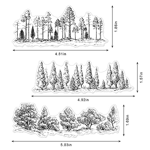 Forests Tree Backgrounds Clear Stamps for Card Making Scrapbooking Crafting DIY Decorations, Tree Background Transparent Silicone Seal Stamps for Embossing Album Crafts