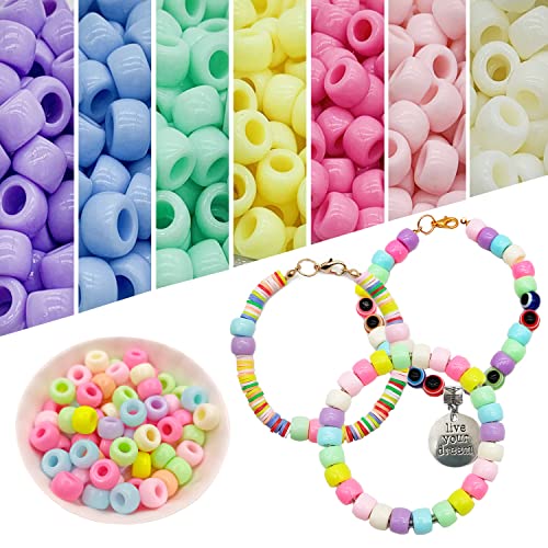 Assorted Beads for Bracelet Making Crafts,Flat Clay Beads Jewelry Making Kits,Christmas Birthday Gifts Toys for Kids Girls Age 5-12