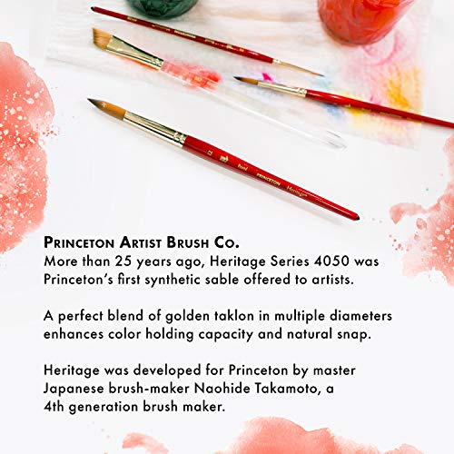 Princeton Heritage, Series 4050, Synthetic Sable Paint Brush for Watercolor, Liner, 2